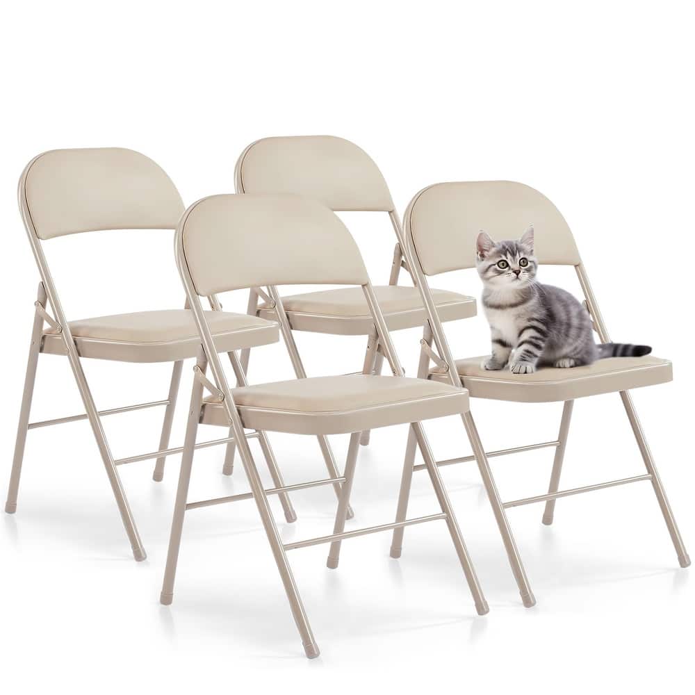 Folding Chairs with Padded Seats - PU Leather Foldable Chair for Home and Office, Indoor and Outdoor Events