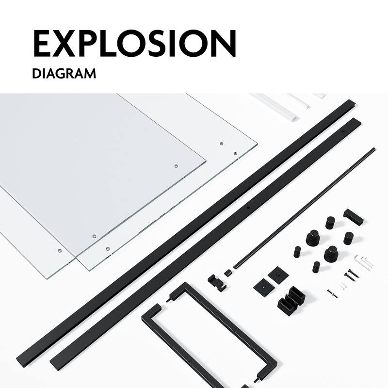 Glassic SI Series 62" - 66" W x 75" H Contemporary Frameless Single Sliding Shower Doors With 3/8" Clear Tempered Glass