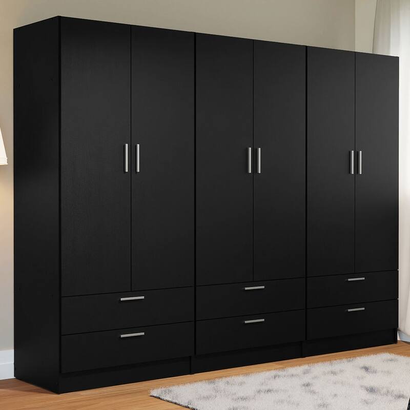 Madesa 6 Doors 6 Drawers Wardrobe With Hanging Space 94"L
