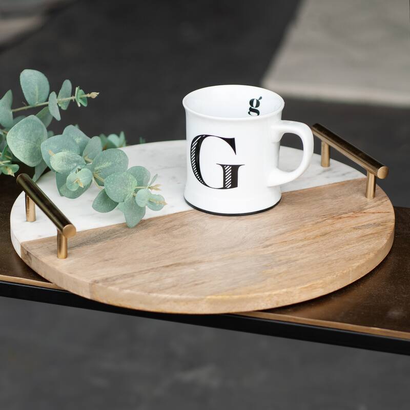 Renwil Dinova Indoor Mango Wood Tray, Antique Brass