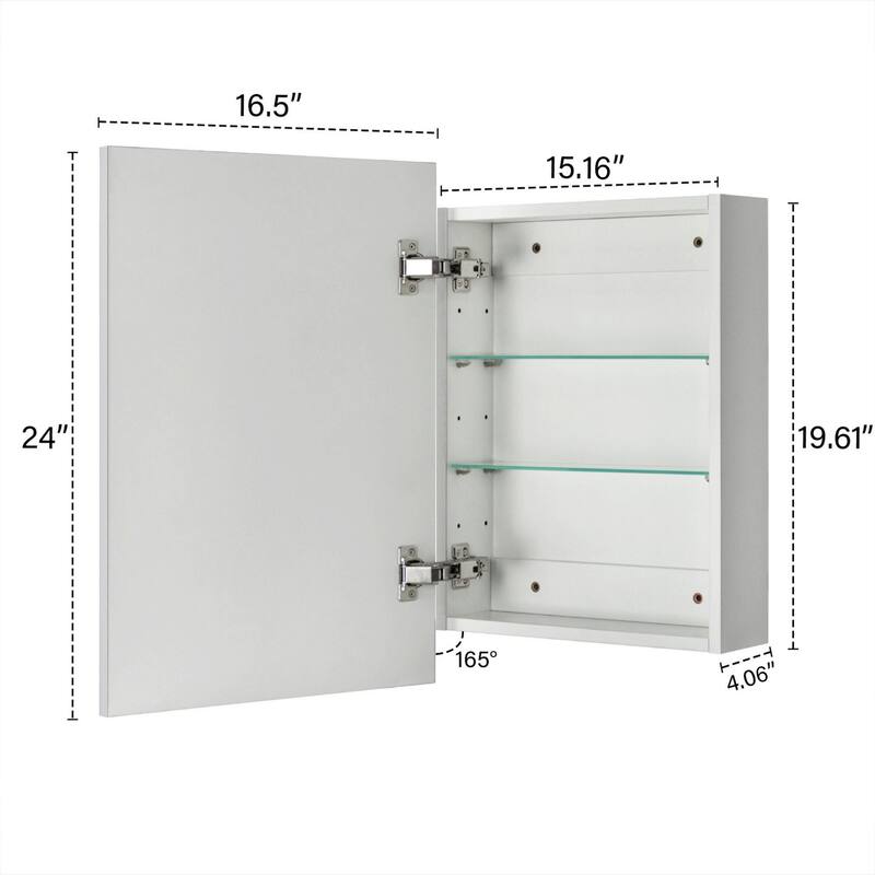 TEHOME Velin Recessed and Surface Mount Bathroom Medicine Cabinet with Mirror Square Cornered Metal Framed Rounded Rectangle