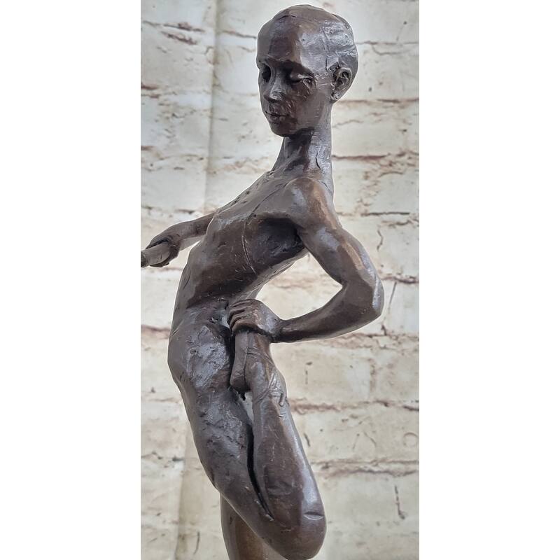 Ballerina Dancer Girl Bronze Statue Sculpture Figure On Marble Base 14 Inches X 8.5 Inches