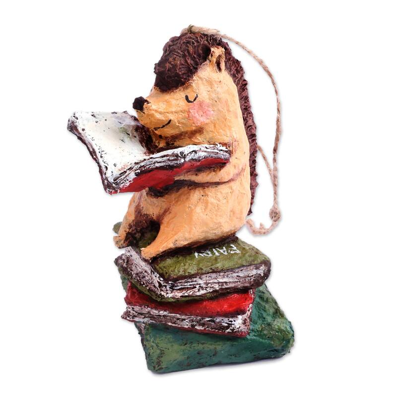 Novica Handmade HedgehogS Intellect Papier Mache Ornament