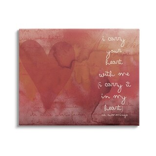 Stupell Romantic Love Quote Red Heart Design Typography Canvas Wall Art ...