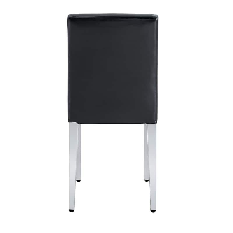 4-Piece Armless Dining Chair Set, Faux Leather Upholstered Accent Chair with Metal Legs Modern High Back Kitchen Dining Chair