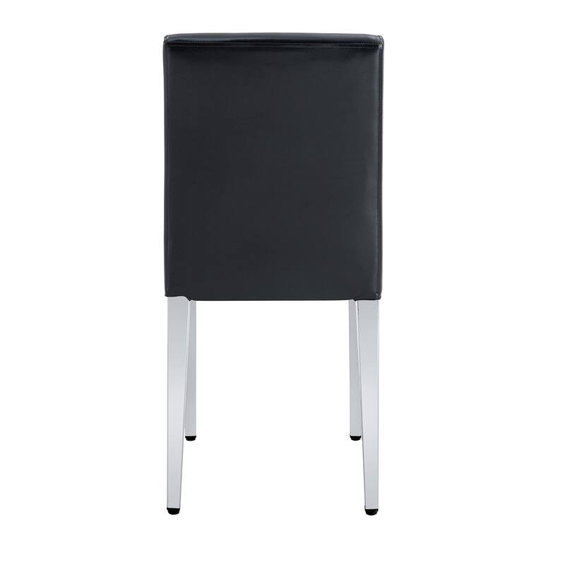 Roomfitters Black PU Dining Chairs with Silver Metal Legs, Versatile Upholstered Set of 4 for Dining or Living Room