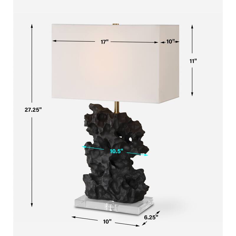 Uttermost Basalt Black Stone Table Lamp - 27.25" H X 17" W X 10" D
