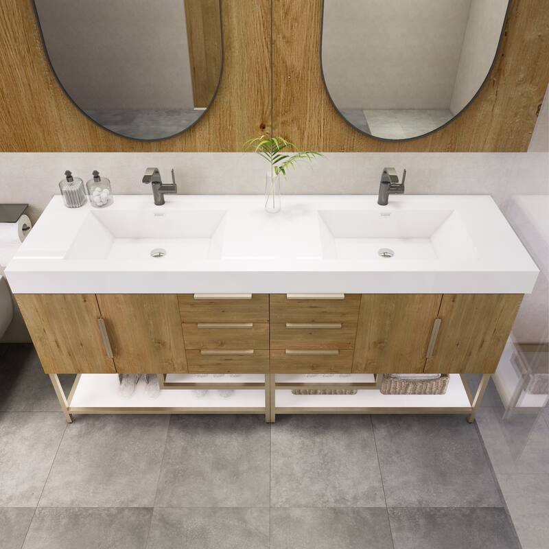 Noble 72" Freestanding Vanity with Reinforced Acrylic Double Sink - 72" Width