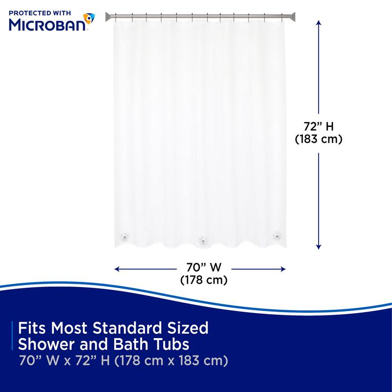 Kenney Microban Protected Lightweight PEVA Shower Liner, 70" W x 72" H, 2-Pack