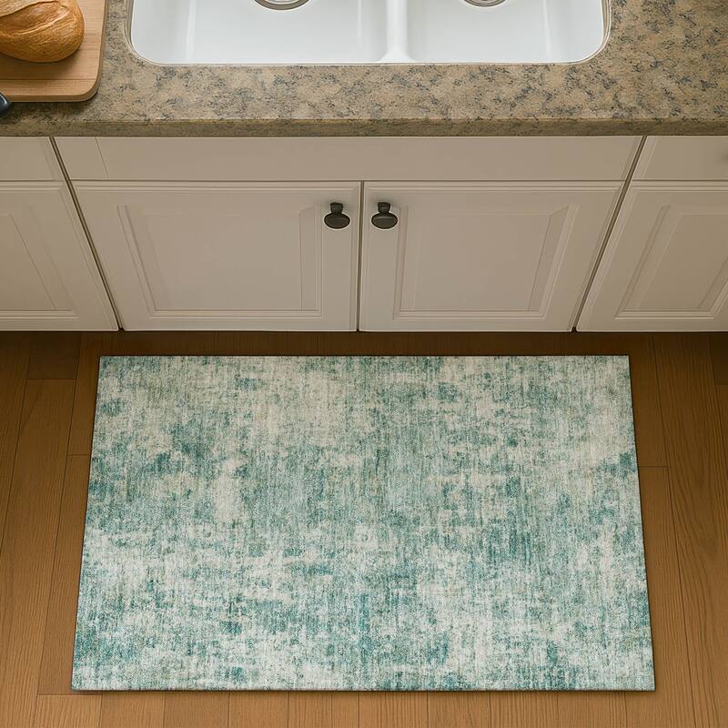 Premium Washable Super Soft Abstract Casual Mayfield Rug - Teal - 1'8" x 2'6"
