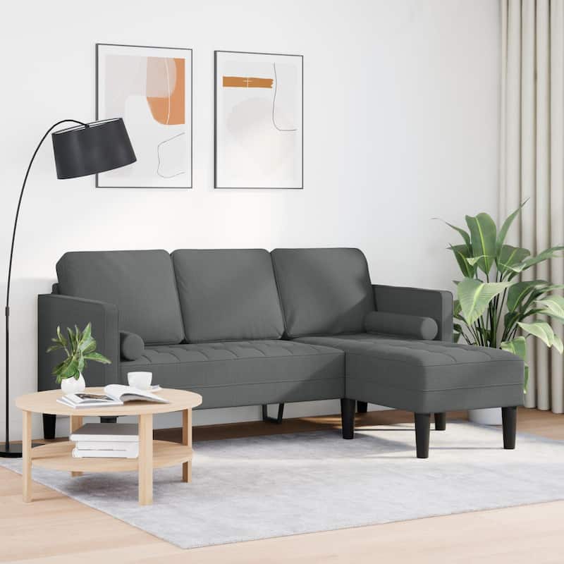 vidaXL 2/3 Piece Sofa Set with Cushions Black/Dark Grey/Light Grey Fabric - 68.1 x 51.6 x 26.4