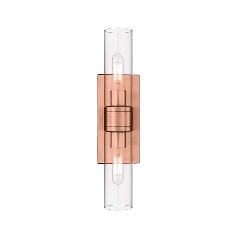 Innovations Lighting Ballston Urban - 2 Light 8" Wall-Mounted Bath Vanity Light - Clear/Antique Copper