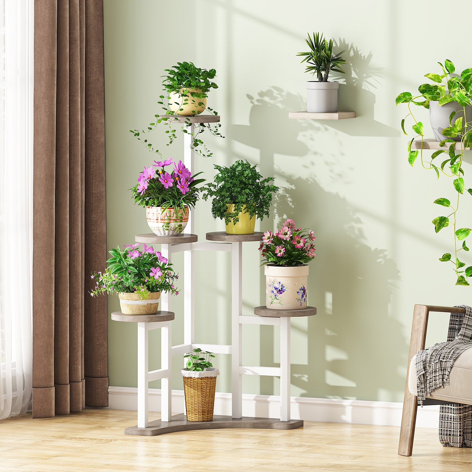 Corner Plant Stand Indoor 6 Tiered Plant Shelf Flower Stand - On