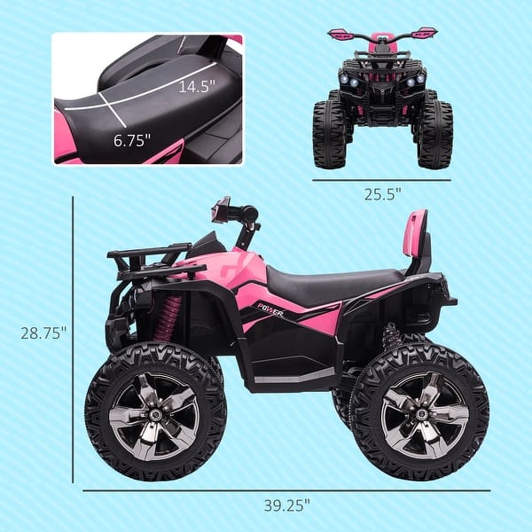 Kids Electric ATV with LED Lights and MP3 Player, 39" Four-Wheeler - Pink