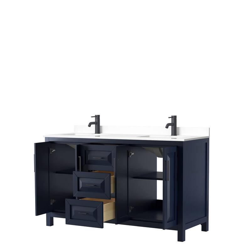 Daria 60 Inch Double Vanity, Cultured Marble Top