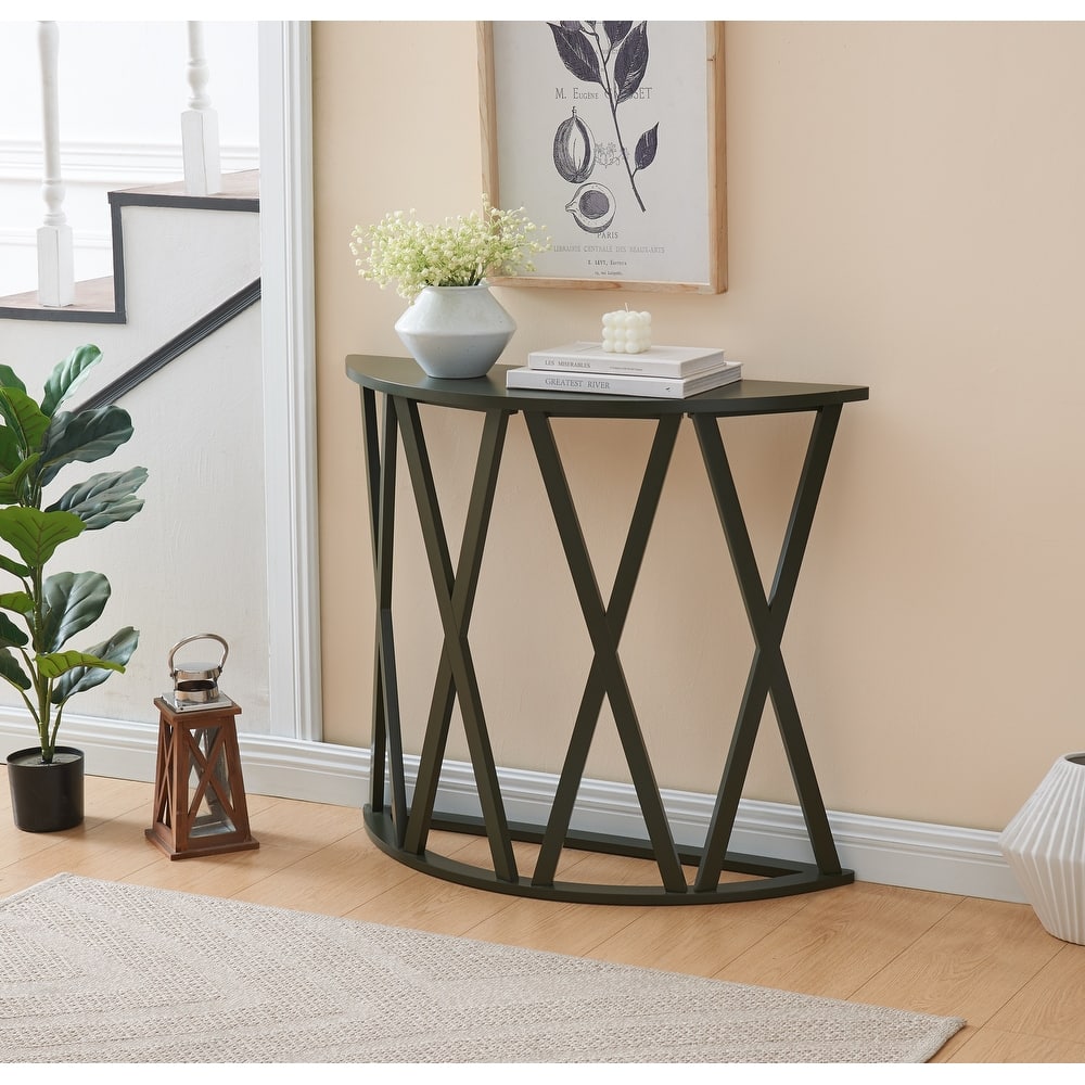 Vienna Collection Wood Side Table with X-Base or Half-Moon Design