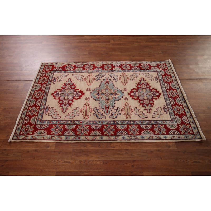 Kazak Accent Rug Hand-Knotted Wool Carpet - 3'5" x 5'4"