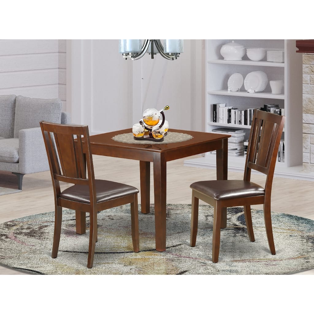 Vintage 3-Piece Dining Set - Square Table & 2 Chairs - Mahogany Finish - Elegant Victorian Style