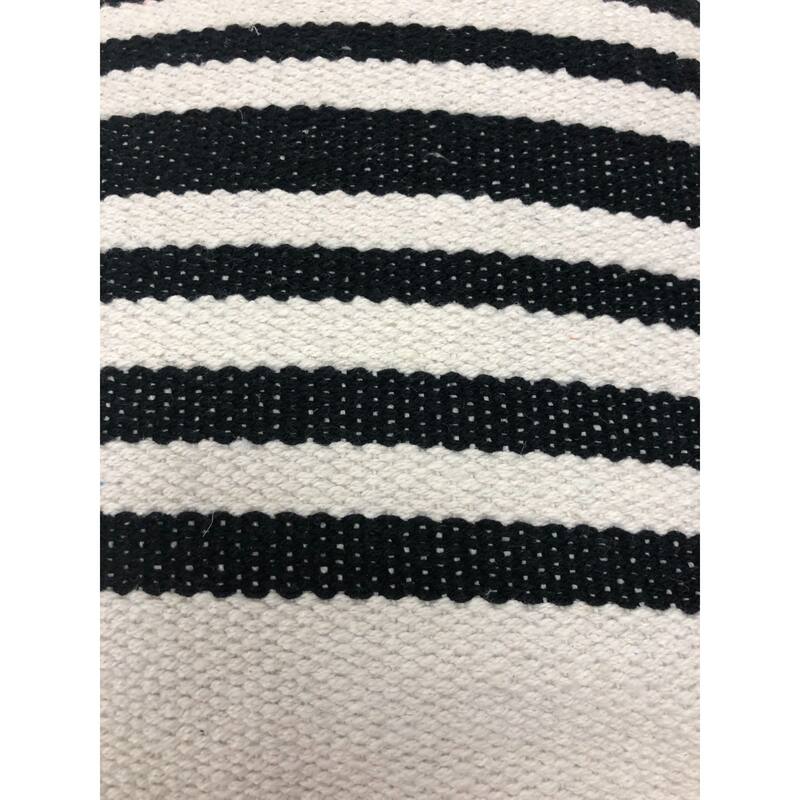 22" Black and White Bold Striped Square Throw Pillow