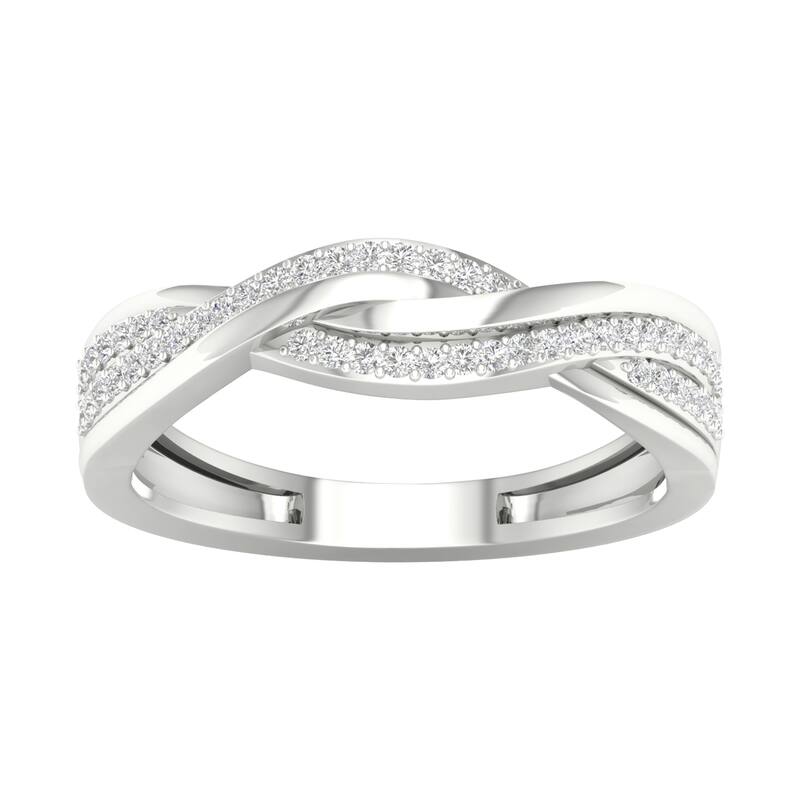 1/6ct TDW Diamond Criss Cross Promise Band in 10K Gold for Women - 8 - White