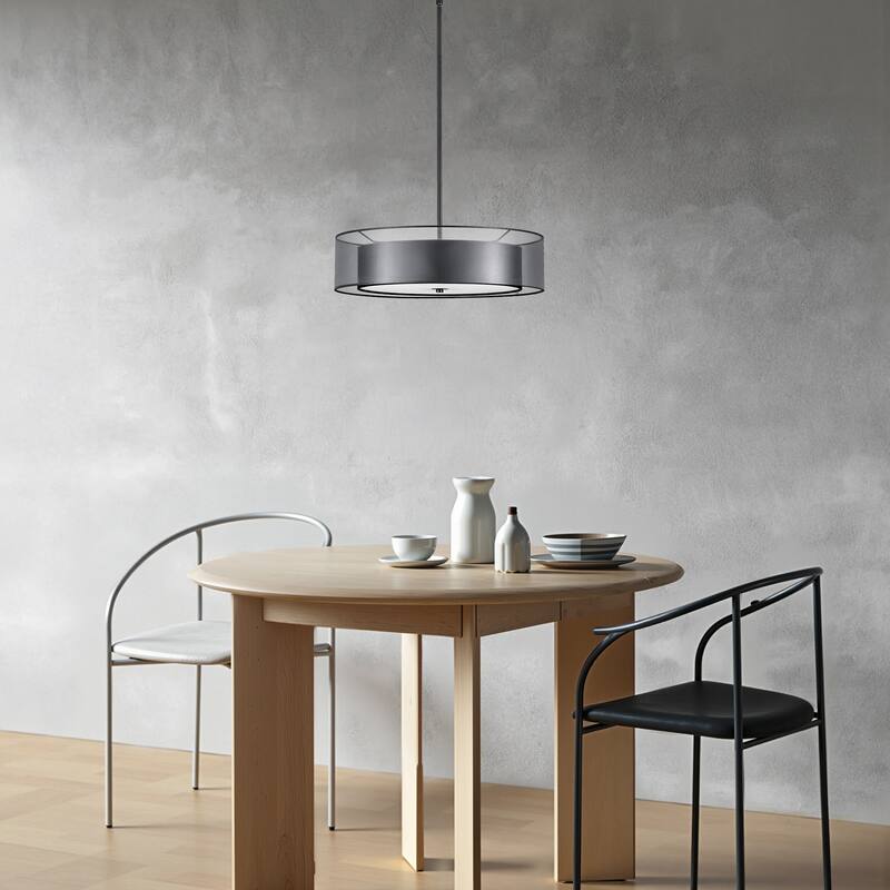 CO-Z 3-Light Antique Bronze Double Drum Pendant Chandelier