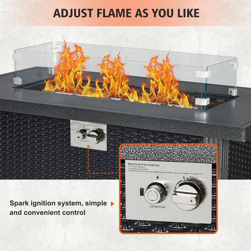 44 Inch Propane Fire Pit Table, 50000Btus Fire Table with Cover - 44 Inch