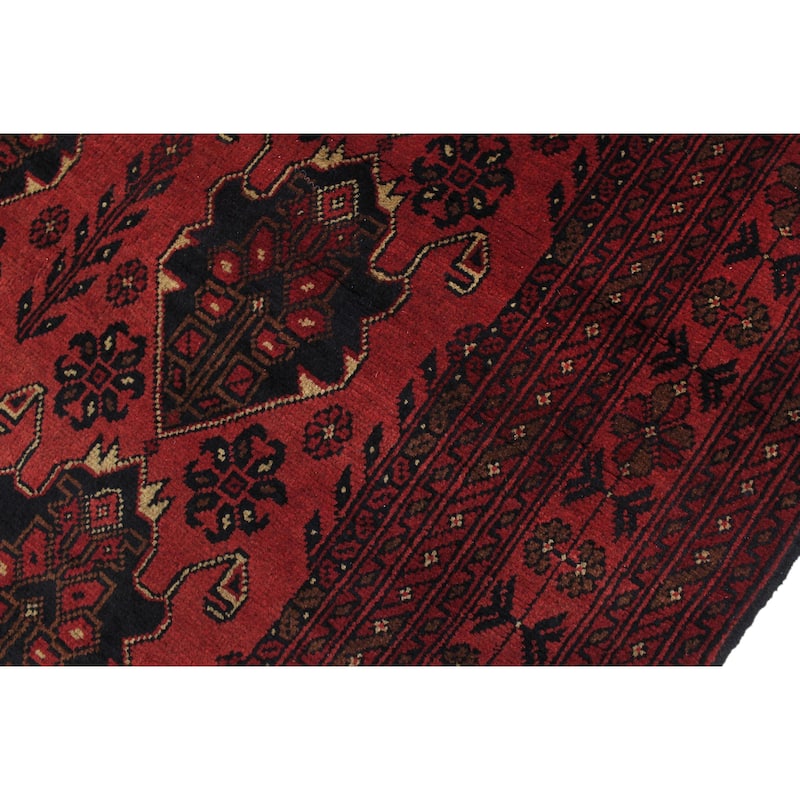 Rustic Biljik Khal Mohammadi Ezra Red/Black Rug - 3'5'' x 4'10''