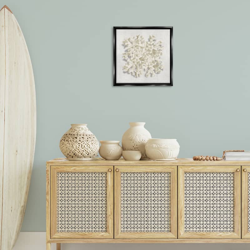 Stupell Aquatic Neutral Coral Framed Floater Canvas Wall Art Design By Caroline Kelly