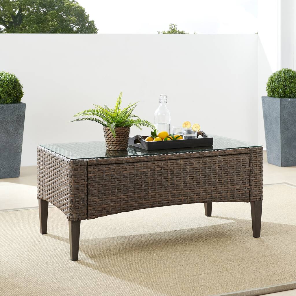Rockport Outdoor Wicker Coffee Table - 43.75"W x 23.63"D x 20'H