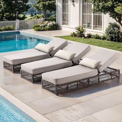 Pocassy 3 Pieces Patio Lounge Chair with Adjustable Backrest
