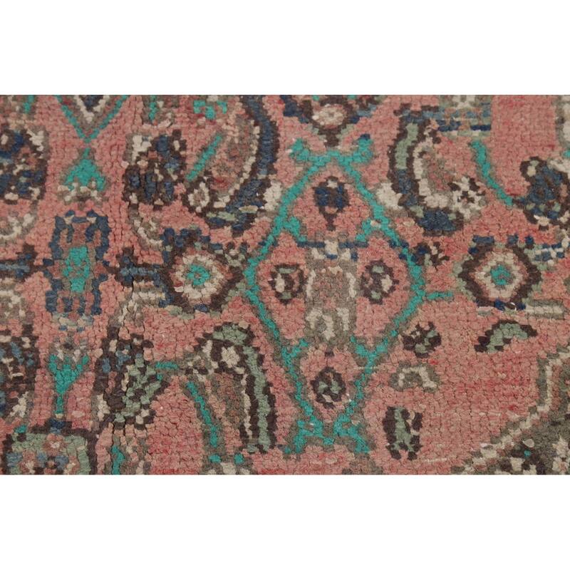 Pink Geometric Hamedan Persian Vintage Area Rug Handmade Wool Carpet - 8'5"x 11'4"