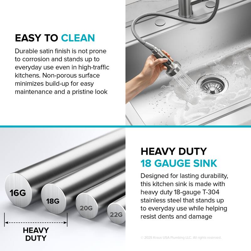 KRAUS Premier Drop In Top Mount 18 gauge Stainless Steel Kitchen Sink