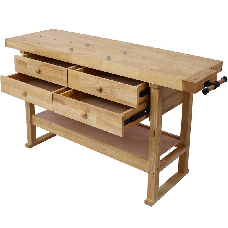 60in Workbench w/Drawers Wooden Workbench for Garage Workshop and Home