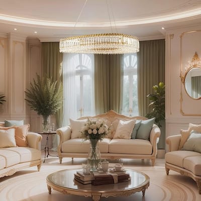 KAYLA 31.5 in.1-Light Integrated LED Gold Chandelier Luxury K9 Crystal Chandelier