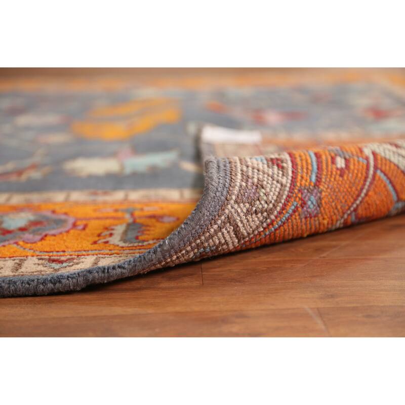 Blue Traditional Heriz Serapi Indian Area Rug Hand-Knotted Wool Carpet - 8'11" x 11'9"