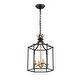 preview thumbnail 9 of 10, Black and Antique Gold 4-Light Lantern Statement Pendant