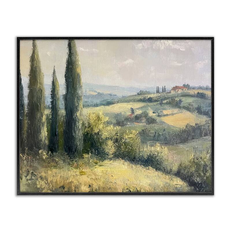 Stupell Rolling Hills Country View Framed Giclee Art Design By Petal Prints Design - 14 x 11 - Black