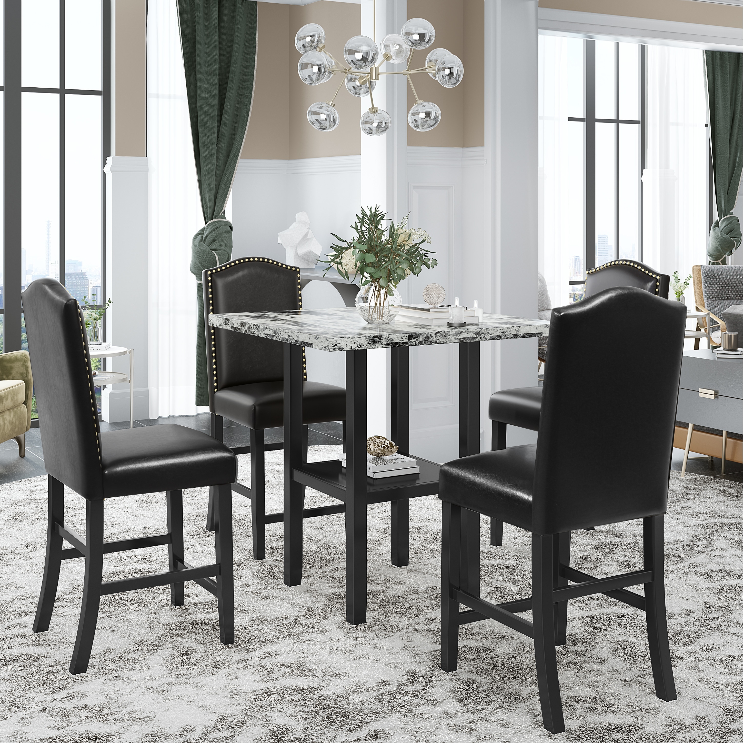 Faux marble discount kitchen table set