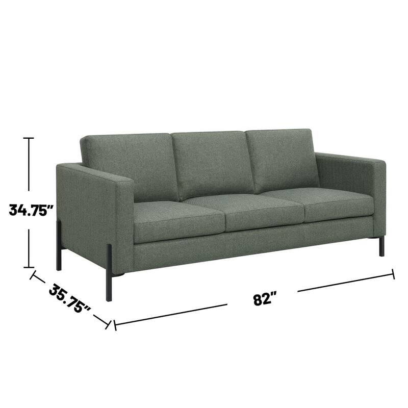 Upholstered Track Arms Sofa with Metal Legs