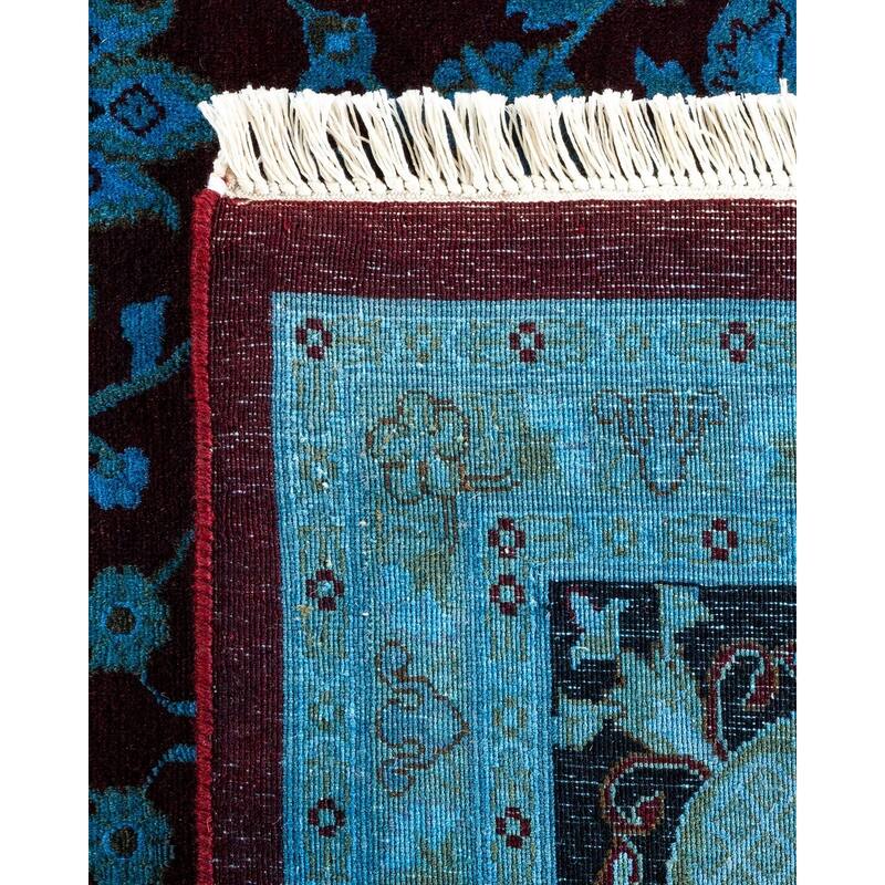 Overton Hand Knotted Wool Vintage Inspired Modern Contemporary Overdyed Black Area Rug - 8' 1" x 10' 1"