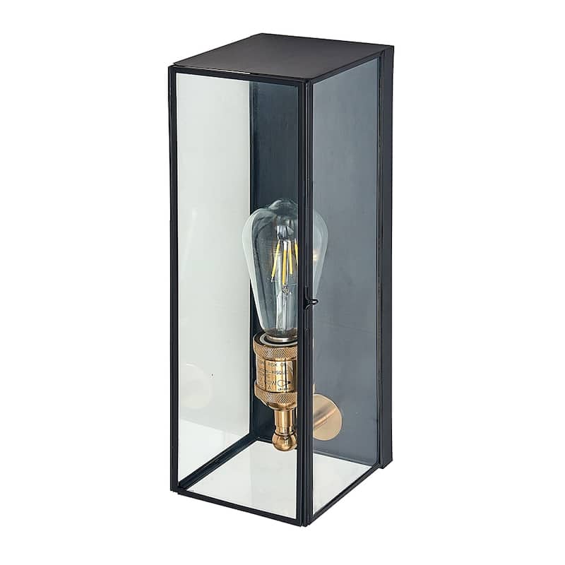 Black 14.25 inch black and gold iron finish wall sconce