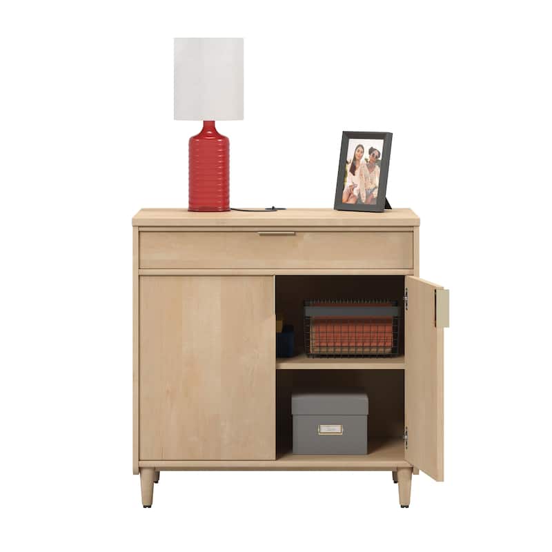 Wood Versatile Library Base with Two-Door Cabinet and Drawner, Maple