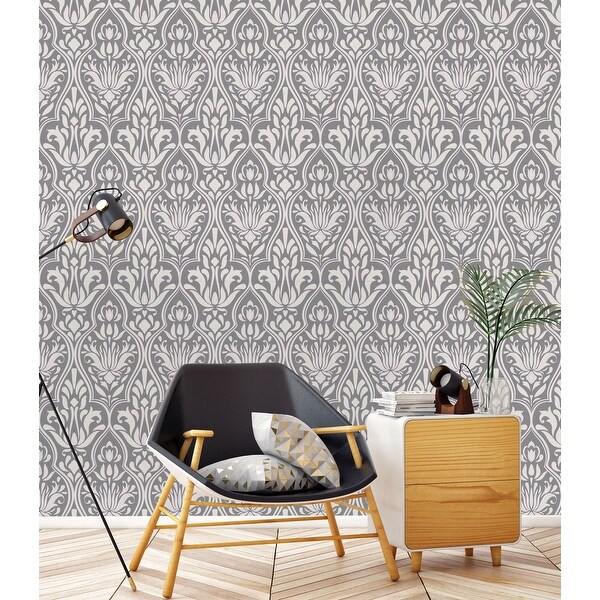 Classic Damask Pattern Peel and Stick Wallpaper - 25"W x 200"H