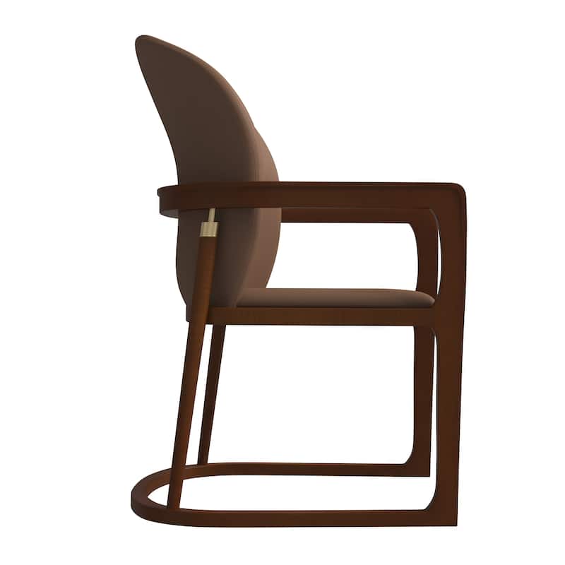 LeisureMod Svelta Modern Leather Dining Chair - Mid century Accent Arm Chair for Home Office Kitchen Dining Room