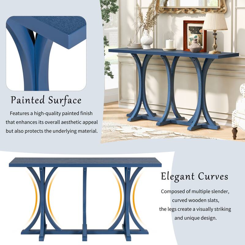 Wooden Console Table with Oak Veneer Top & Curved Legs, Living Room Entryway Table Sofa Side Table Accetn Table