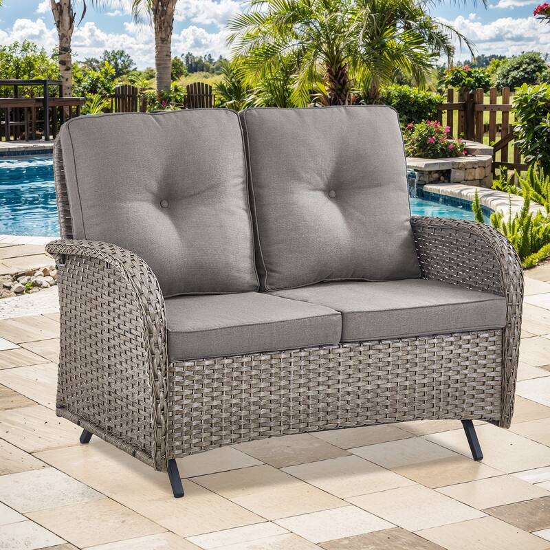 Porch Glider Furniture All Weather Sofa - Grey - Grey - Grey