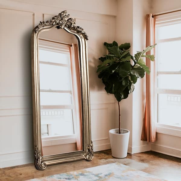 Allan Andrews Rectangular Oversized Full-Length Floor Mirror with Arched Wood Frame - 87"H x 38"W - Warm Silver