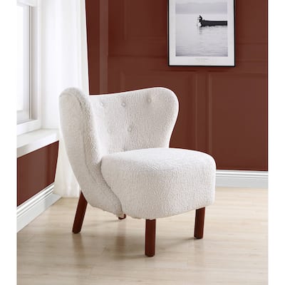 Zusud White teddy Sherpa Accent Chair