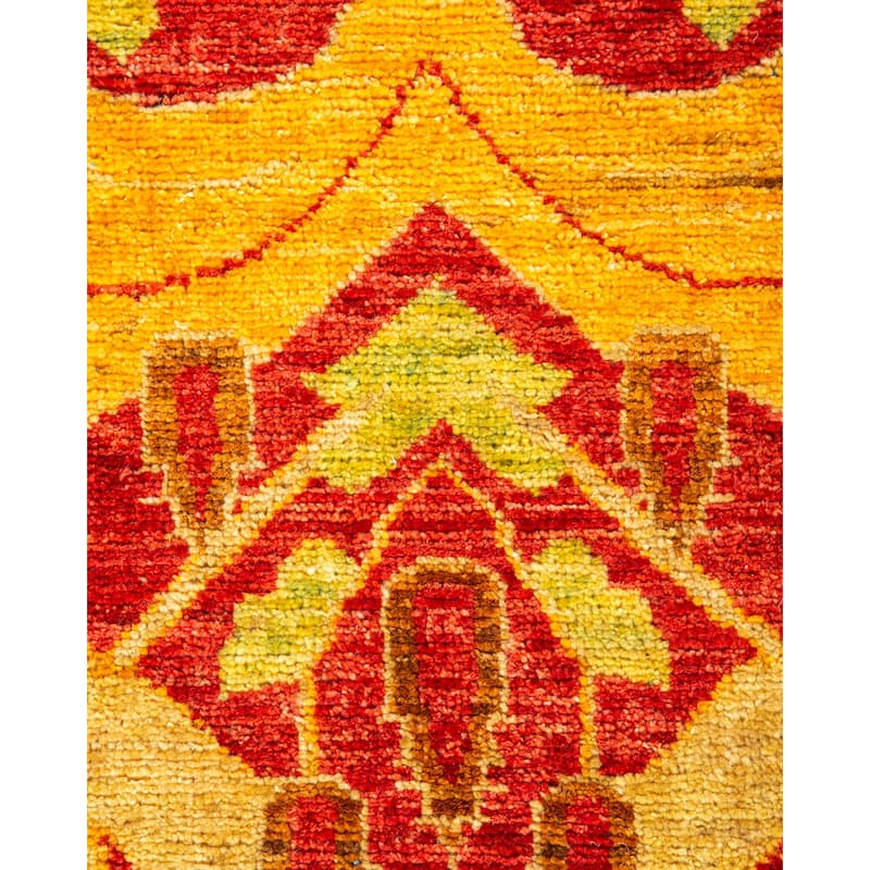 Overton Hand Knotted Wool Contemporary Floral Red Runner