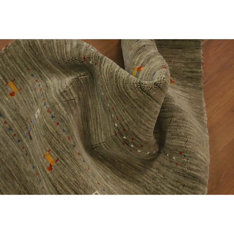 Hand Knotted Oriental 100% Wool Carpet Tribal Animal Pictorial Green Gabbeh Runner Rug - 4' 8'' X 2' 4''